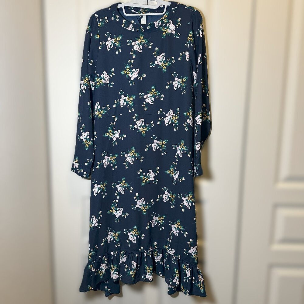 GU Women's Floral Midi Dress with Long Sleeves Size S